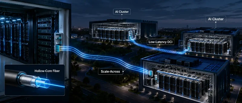 Hollow-core fiber connecting AI data centers Hollow-core fiber connecting AI data centers