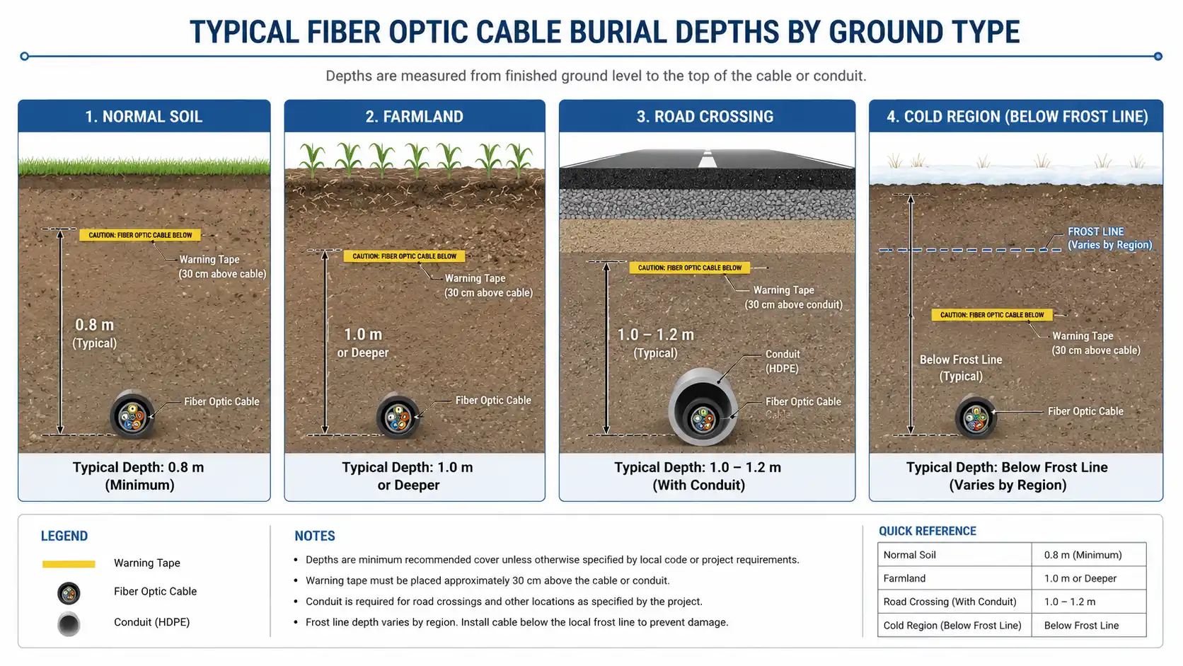 Fiber optic cable burial depth standards Fiber optic cable burial depth standards