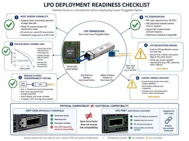 LPO deployment checklist for switch compatibility and link qualification LPO deployment checklist for switch compatibility and link qualification