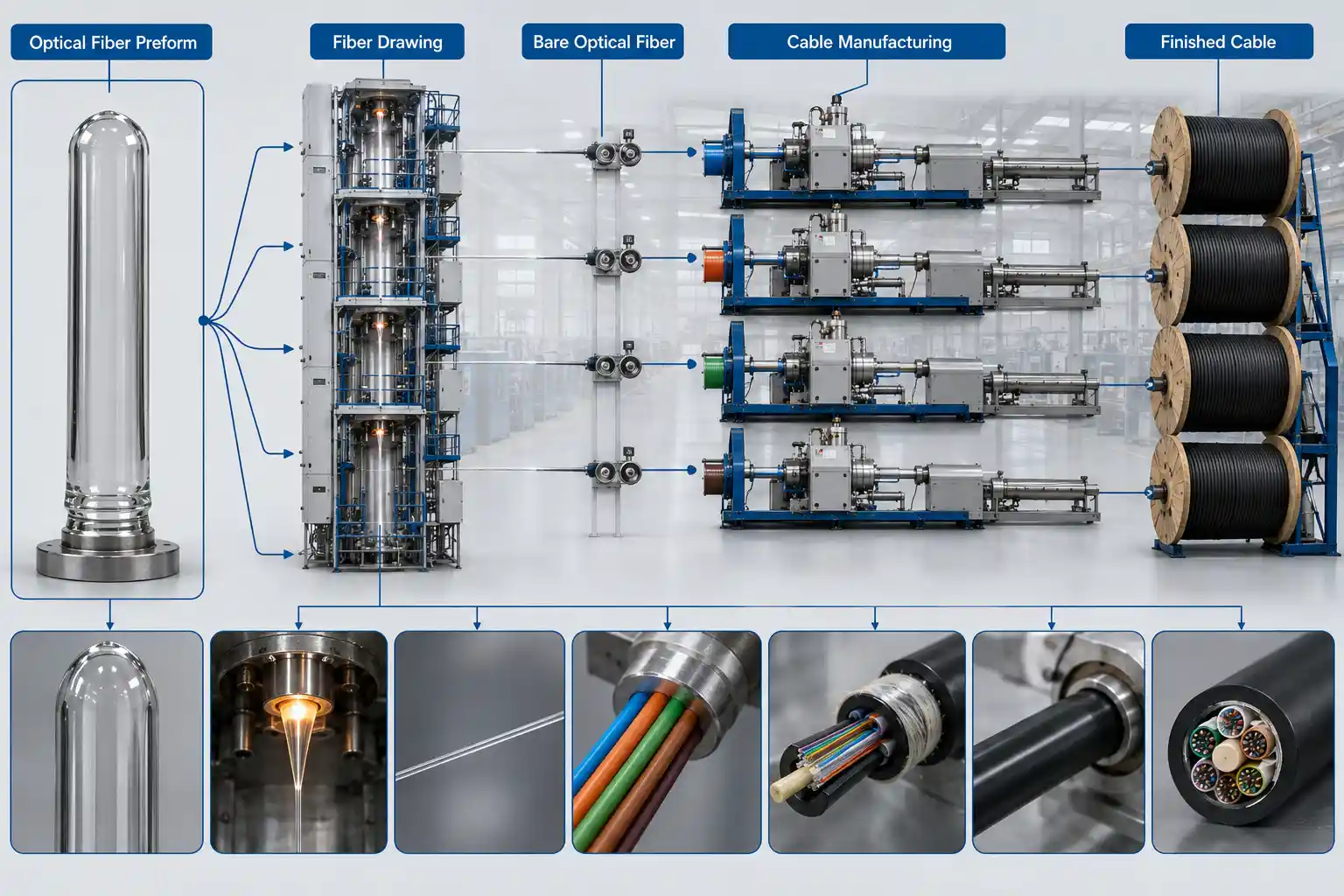 Optical fiber preform and fiber optic cable manufacturing process Optical fiber preform and fiber optic cable manufacturing process