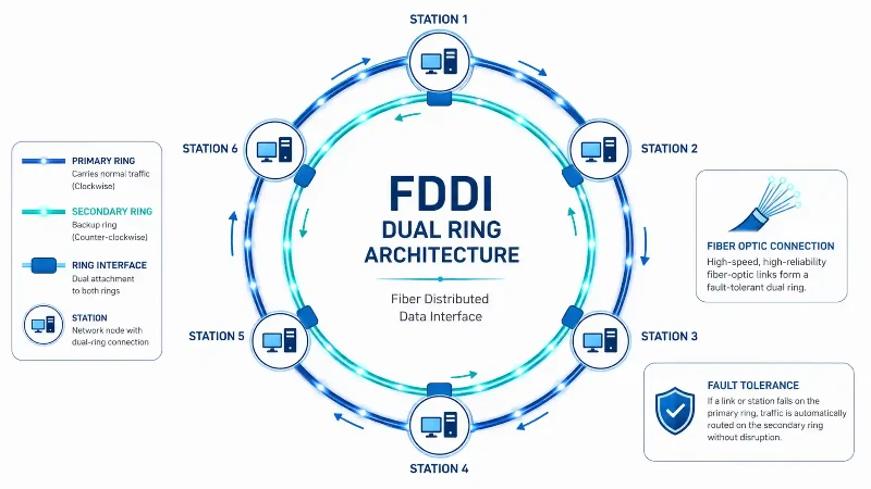FDDI dual counter-rotating ring network architecture FDDI dual counter-rotating ring network architecture