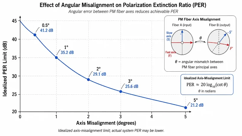 Effect of PM fiber axis misalignment on PER Effect of PM fiber axis misalignment on PER